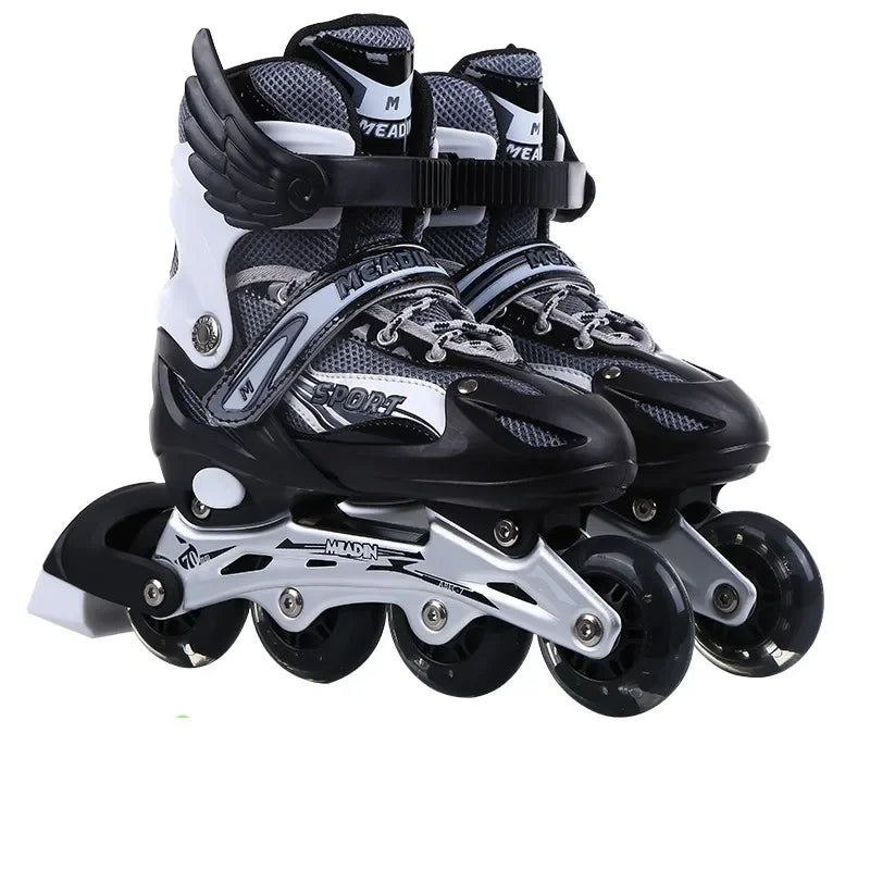 Skating shoes, children's flash straight row roller skating shoes, roller skating shoes, adjustable for both men and women