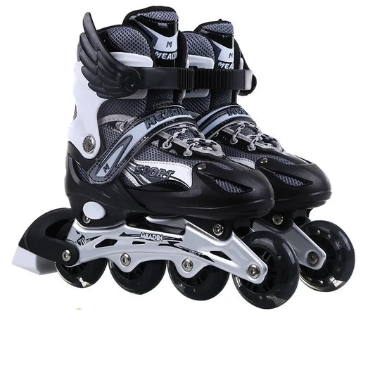 Skating shoes, children's flash straight row roller skating shoes, roller skating shoes, adjustable for both men and women