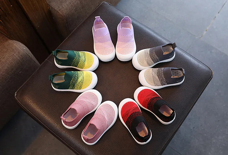 Size 20-31 Children Shoes Spring Autumn Kids Sneakers Soft Breathable Mesh Boys Slip-on Shoes Patchwork Color Girls Shoes
