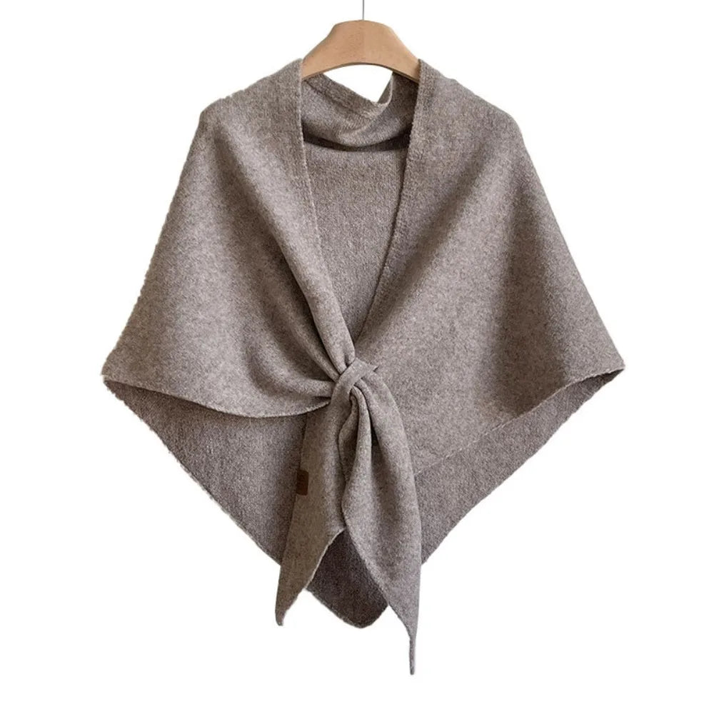 Fashion Solid Color Knitted Shawl Thickened Neck Wrap Triangle Scarf Winter Warm Soft Sweater Shawl Cape