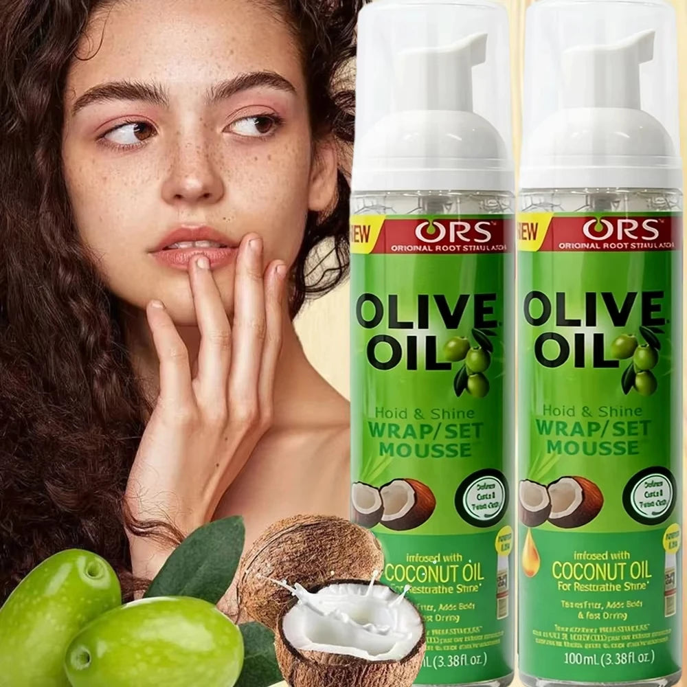 100ml Olive Oil Curly Hair Mousse for Women Strong Hold Anti-Frizz Wig Styling Foam Haircare Product