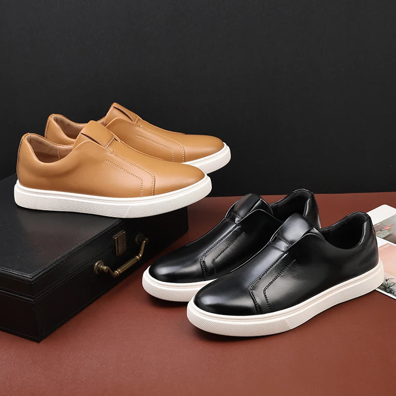Fashion Men's Skateboard Shoes Sneakers Men Casual Slip-on Leather Loafers Flats