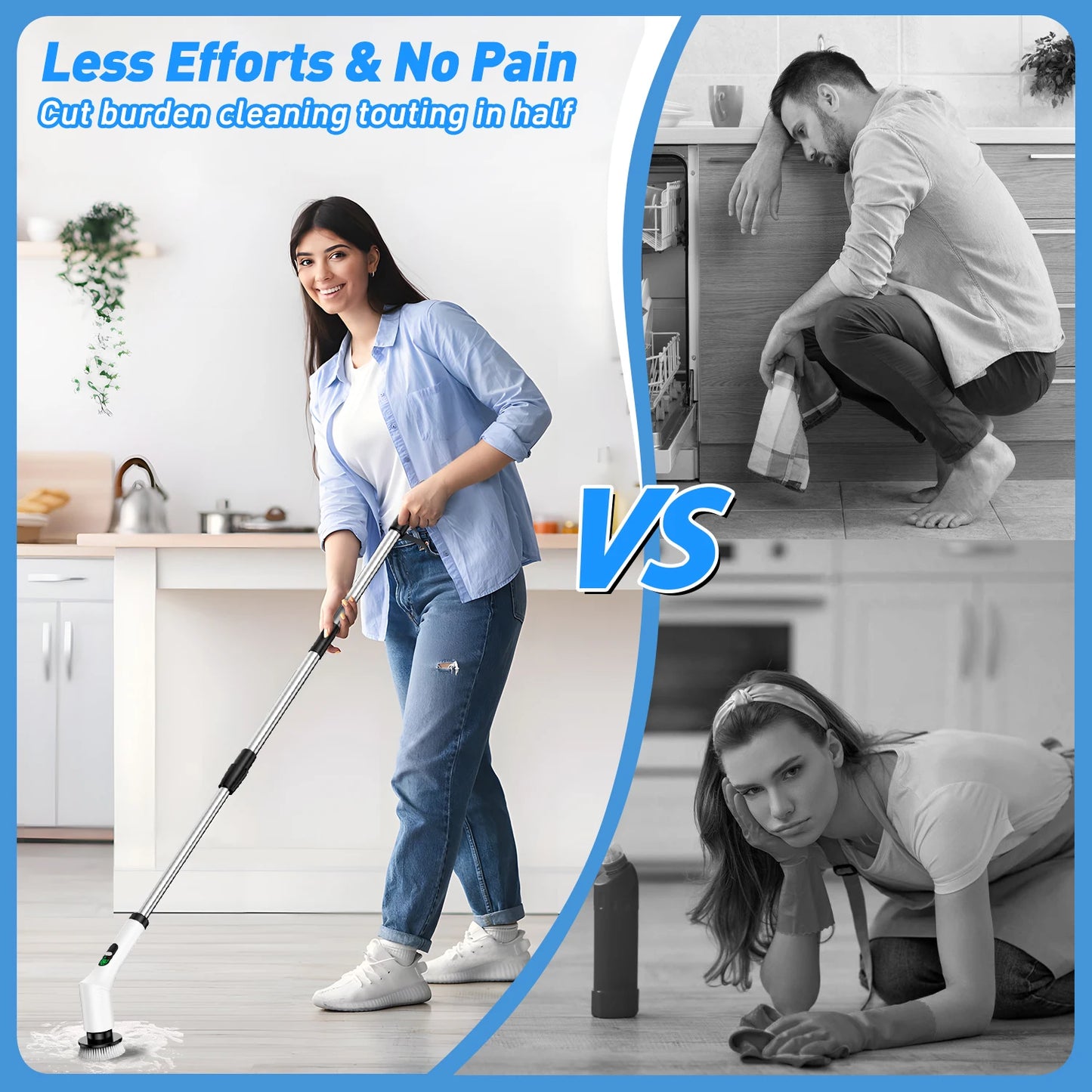 Upgraded electric rotary brush, with a display screen, fully waterproof, and adjustable handle brush head,a home cleaning wonder