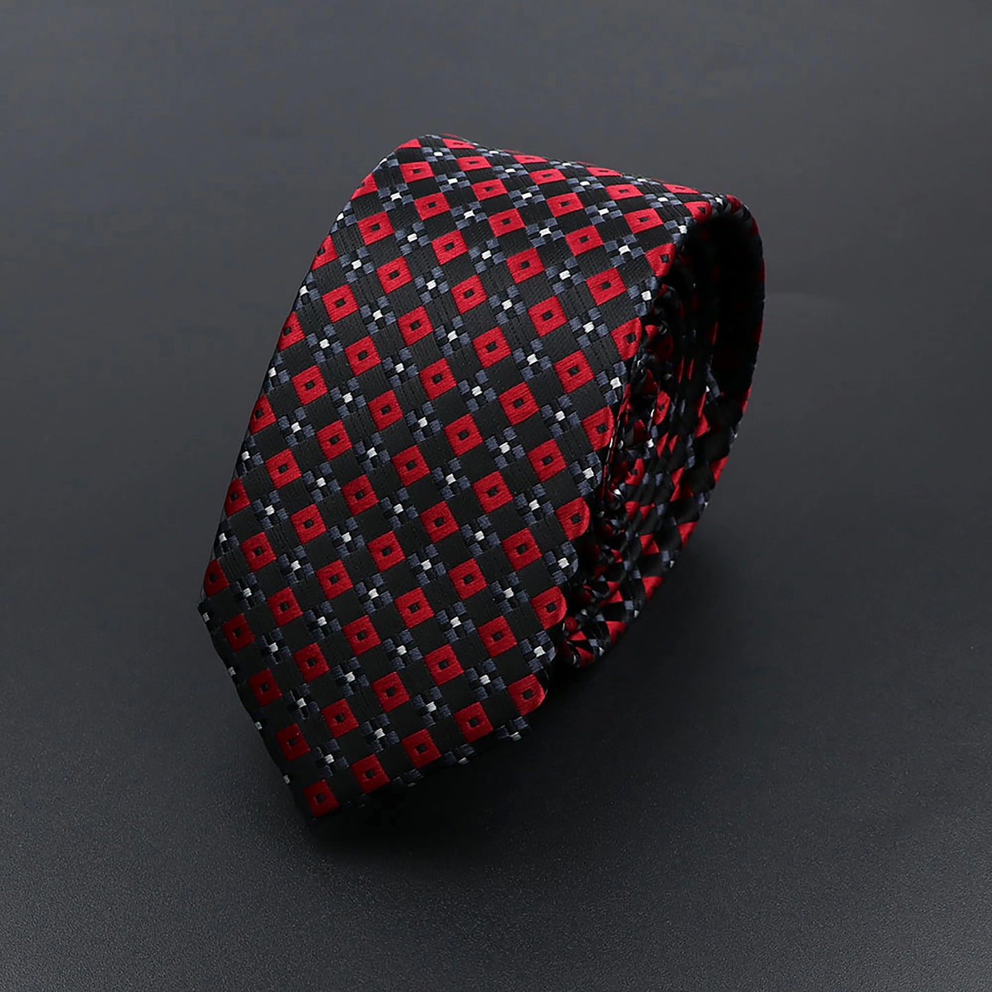 Mens 5cm Slim Tie Striped Plaid Red Black Narrow Necktie For Wedding Party Business Men Formal Suit Shirt Cravats Accessory Gift