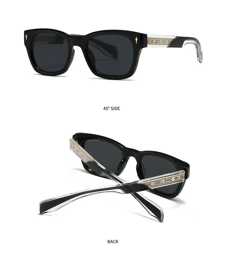 Hot Sale New Polarized Sunglasses Male Fashion Black Travelling UV400 Shades Men Women Classic Square High Quality Rivet Glasses