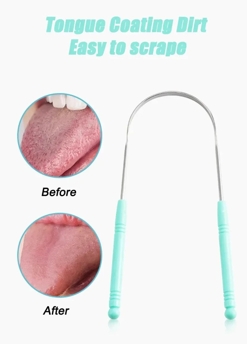 Tounge Scrapers Limpiador De Lengua Stainless Steel Fresh Breath Cleaning Coated Tongue Toothbrush Oral Hygiene U-shaped Metal