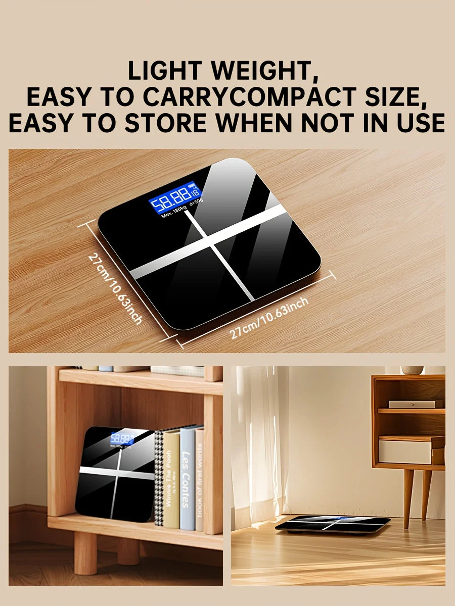 Digital Bathroom Scale 396lb, High-Precision Weight Scale with LCD Display, KG/LB Switch, Ultra-Wide Platform, Temperature