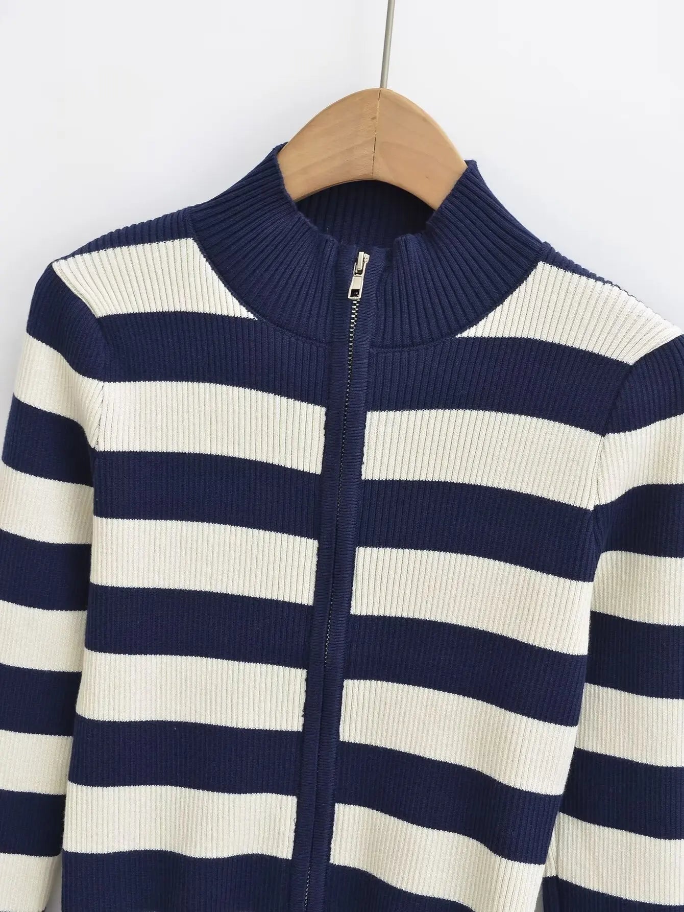 Slim Fit American Style Knitted Cardigan Women's Double Zipper Open Front Pure Desire Autumn Fashion Outerwear BM Style