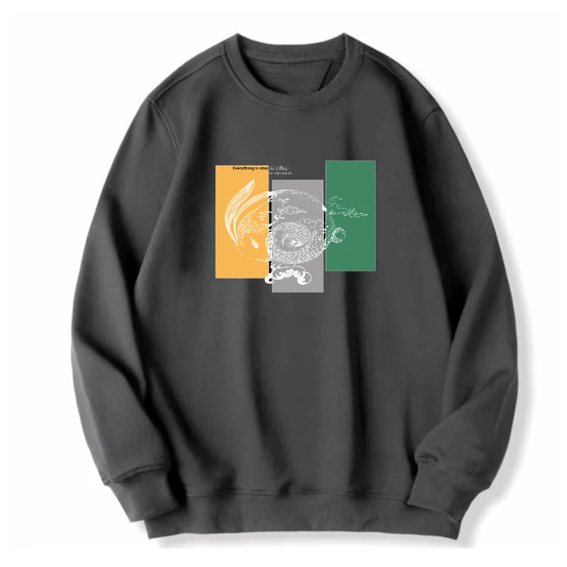 Men's Plus Size Sweatshirts 1XL-7XL Loose Pullover Comfortable Casual Printed Round Neck Tops Male Long Sleeve Shirt 110-185KG