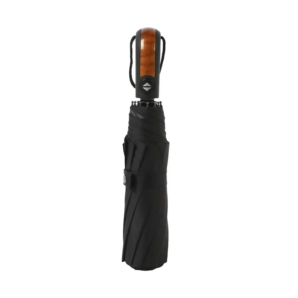 British Style Automatic Umbrella with Wood Handle Business Windproof Large Umbrellas Women 3 Fold Quality Male Parasol Men Gifts