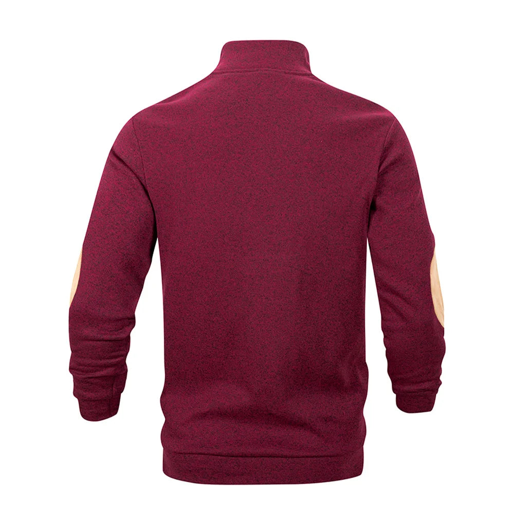 Spring Autumn Men's Casual Pullover Button Down Stand Collar Henley Polo Coats Long Sleeve Stand Collar Sweatshirts for Sport