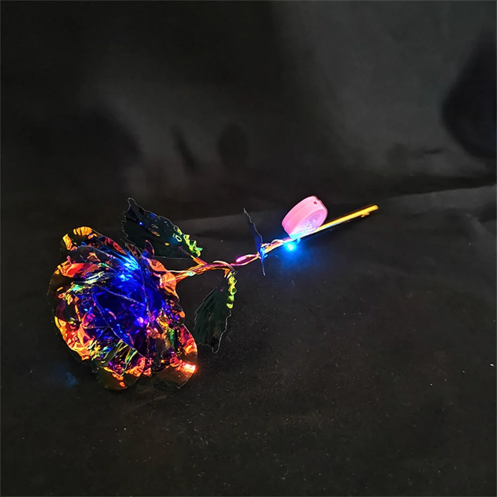 Led Valentine's Day Mother's Day Gift 24K Foil Plated Roses Artifical Flowers Wedding Decor Lover Lighting Roses Creative Gift