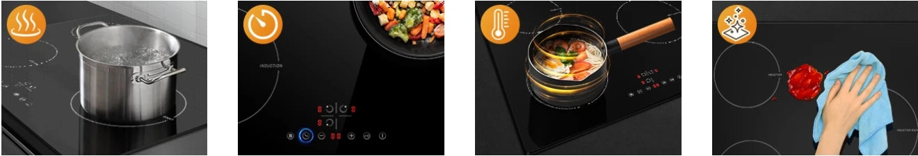 NOXTON Induction Hob 3-Burner, 60cm Built in Induction Hob, Electric Hob with Touch Control, Timer, Safety Lock, 5200Watts, wi