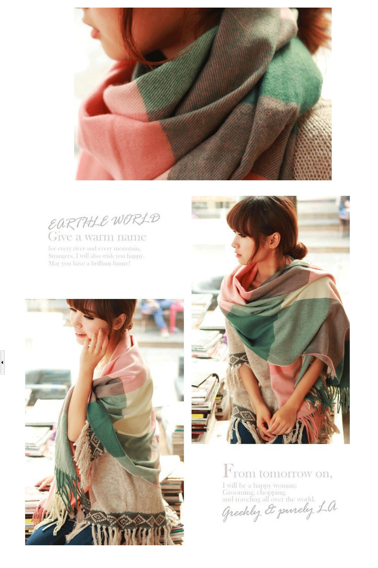Winter Female Lattice Imitation Cashmere Scarf Autumn And Winter Thick Fashion Warm Wild Scarf Shawl