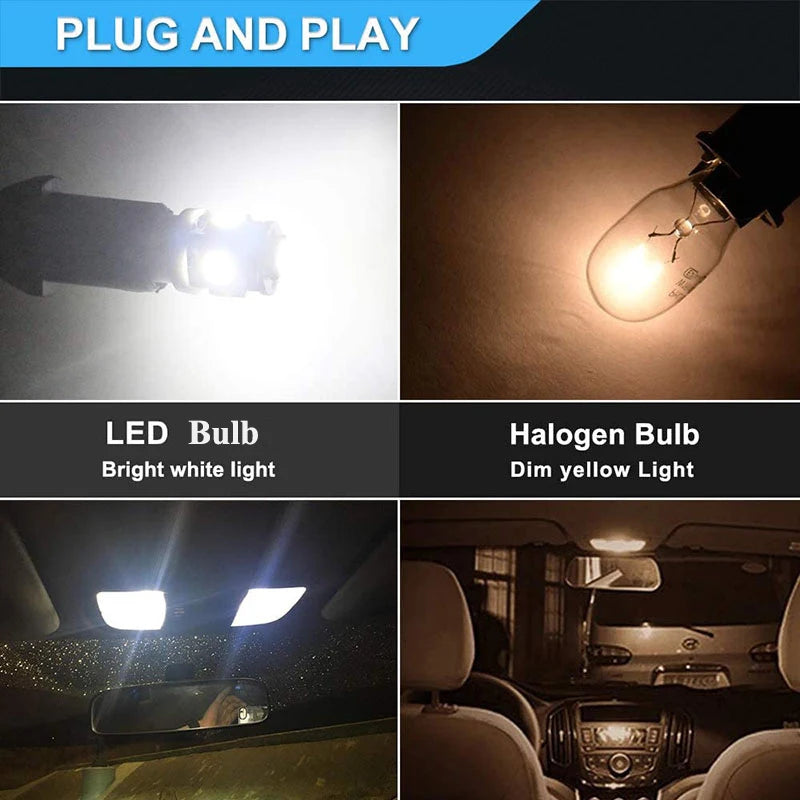 2x T10 W5W Car LED Interior Dome Reading Bulb Turn Signal Light Wedge Side Clearance Brake License Plate Luggage Trunk Lamp 12V