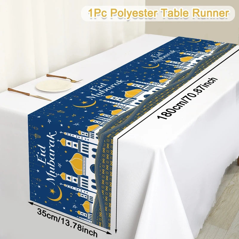 Ramadan Decor Table Runner EID Mubarak Decoration 2026 For Home Tablecloth Ramadan Kareem Islamic Muslim Party Eid Al Adha Gifts
