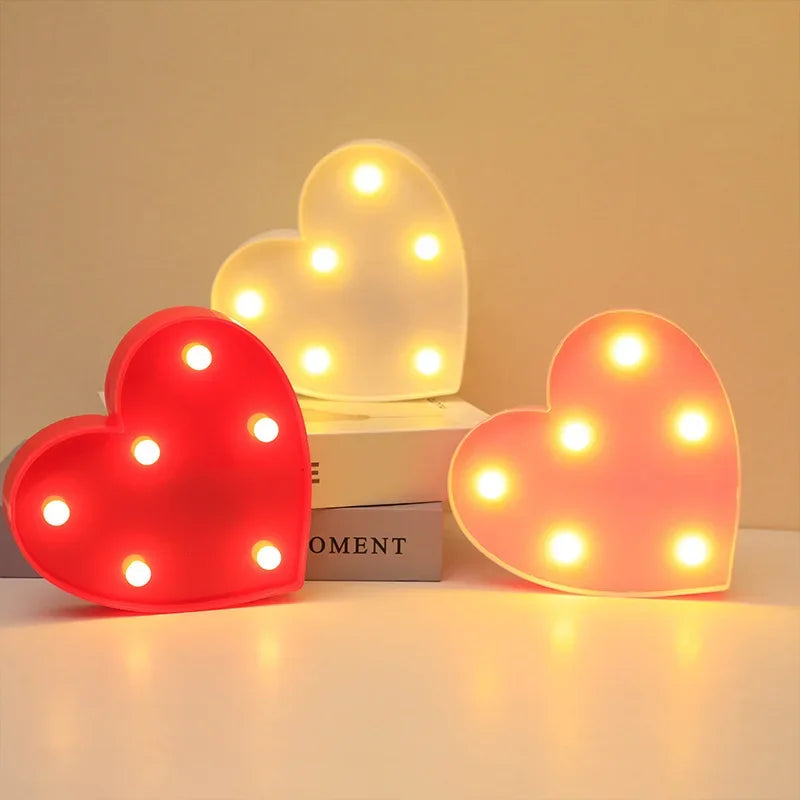 Romantic Valentine's Proposal 3D LOVE LED Letter Sign Night Light Heart Marquee Table Lamp Lanterns Lamp for Christmas Wedding
