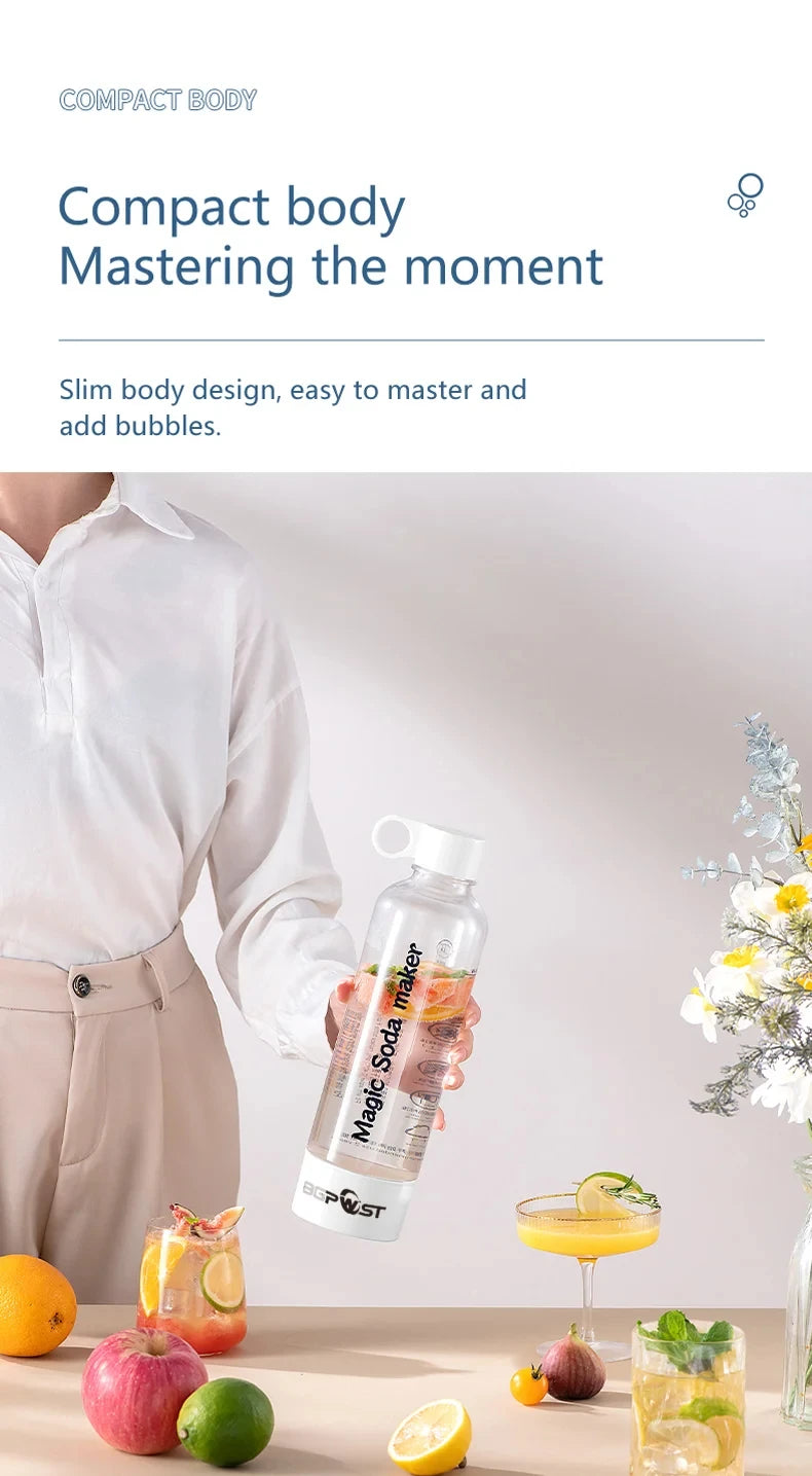 Sparkling Water Drink Machine Portable Homemade Cold Drink Machine Soda Water Cola Soda Home Travel Bubble Machine