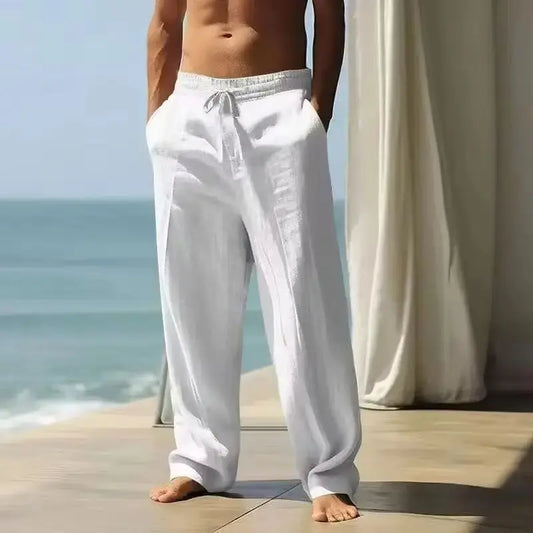 summer spring 2025 New Men's Cotton Linen Pants Male Autumn New Breathable Solid Color Linen Trousers Fitness Streetwear S-3XL