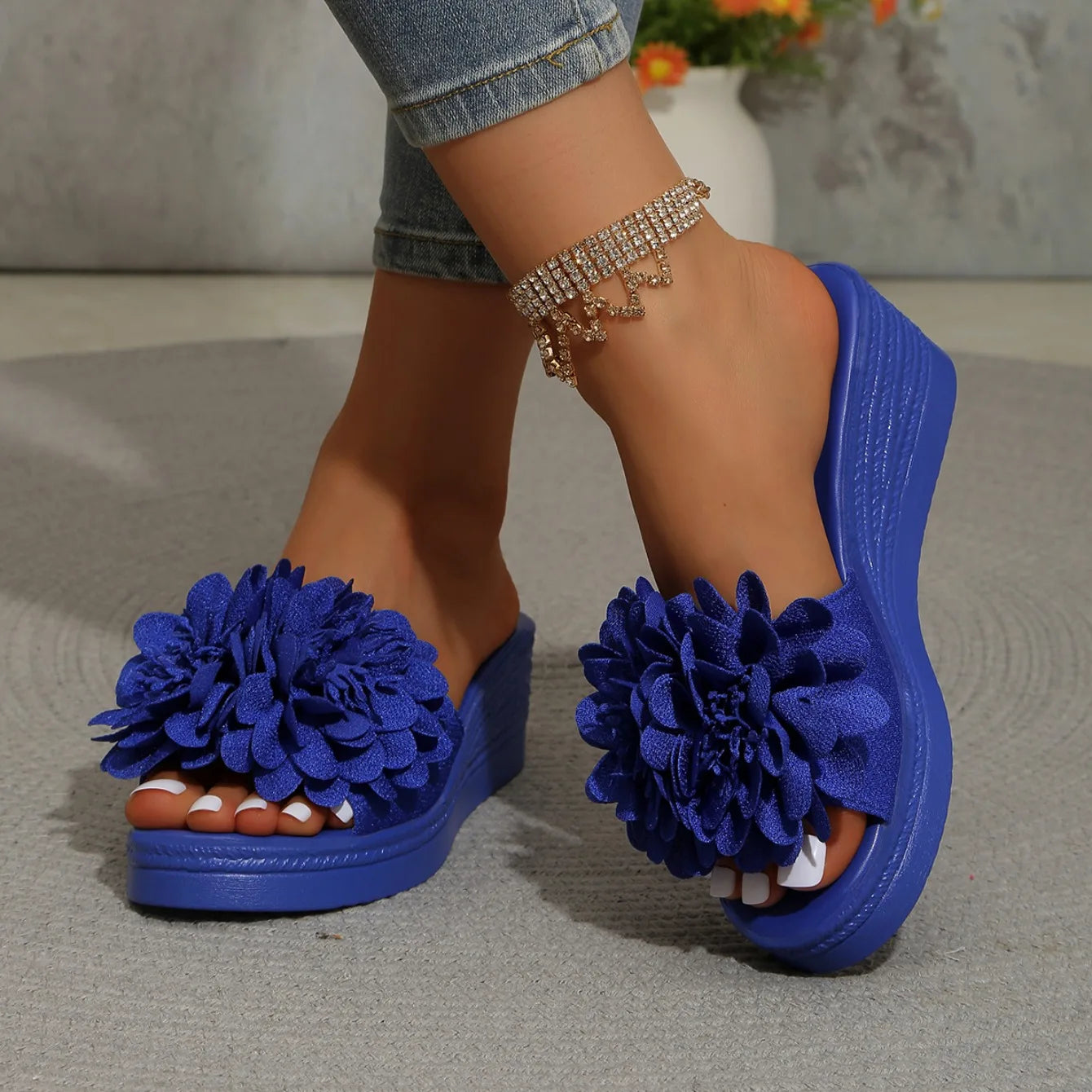 Summer Women Sandals Lightweight Slip on Shoes Women Platform Female Sandals Fashion Flower Hollow Wedge Beach Shoes for Women