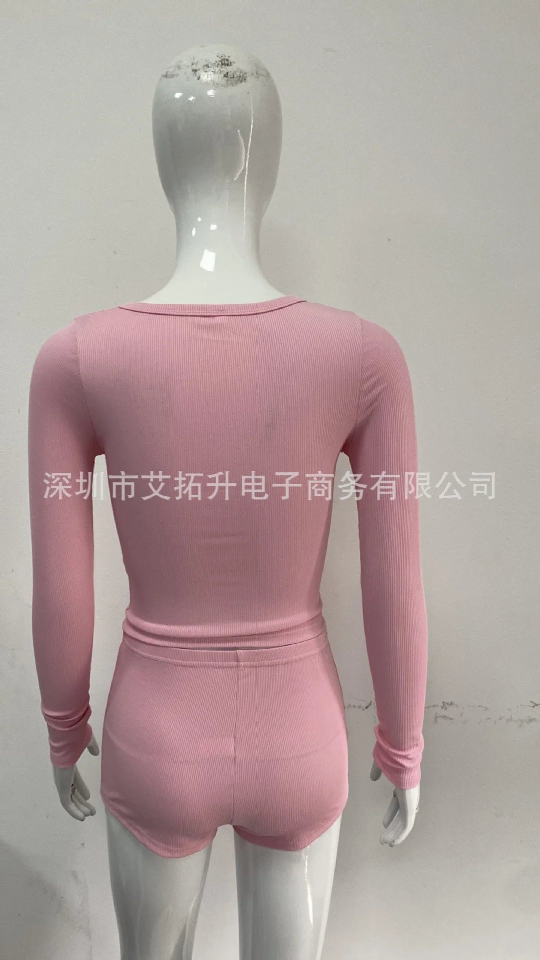 2025 Women 2 Piece Pajamas Shorts Set Long Sleeve V Neck Button Down Cropped Tops Sexy Bodycon Shorts Loungewear Clothes Females