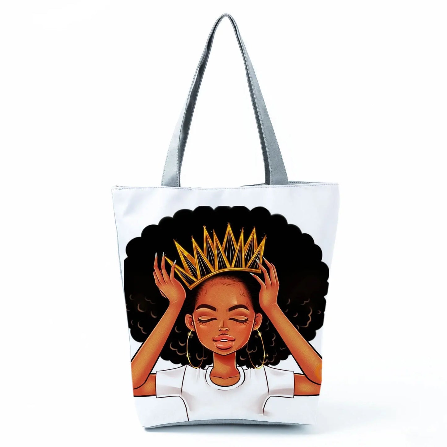 Trendy Hot Sale Of The Season Large Capacity Single Shoulder Printed Women's Bag Cool Afro Girl Design Polyester Material Zip...