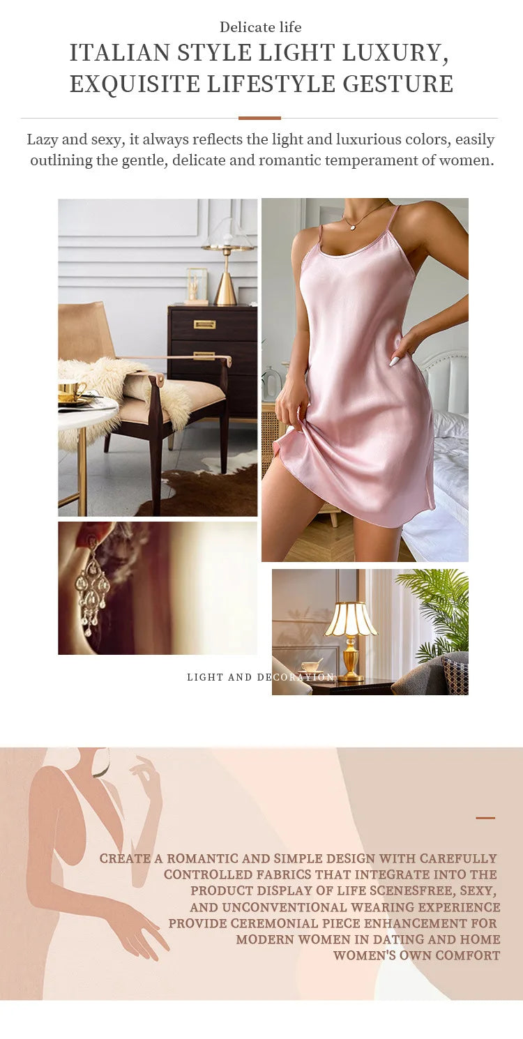 Silk Satin Women Nightgown Set Sleeveless Sling Dress & Long Sleeves Waist Belt Robe 2 Pieces Female Sleepwear Autumn Nightwear