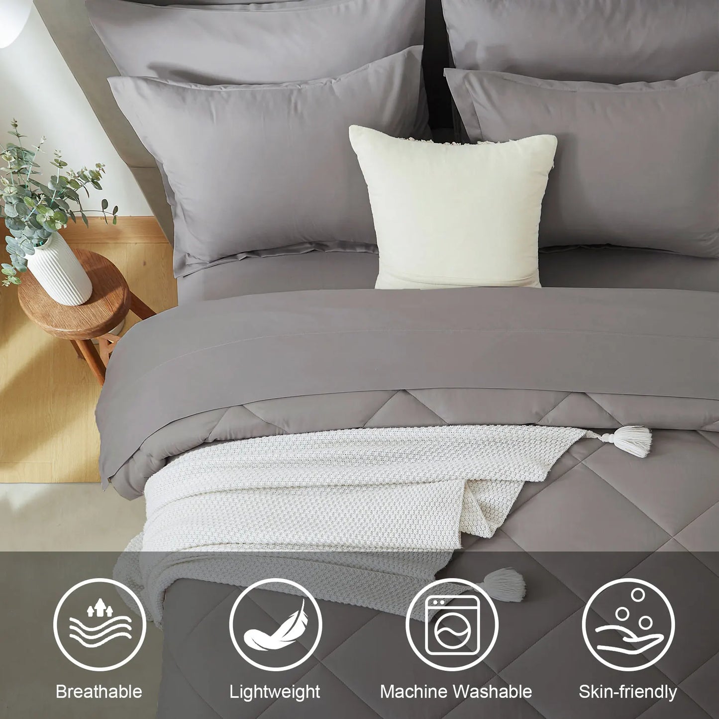 Comforter Set - 5/7 Pieces in a Bag, Bedding Sets with Comforters, Sheets, Pillowcases & PillowShams