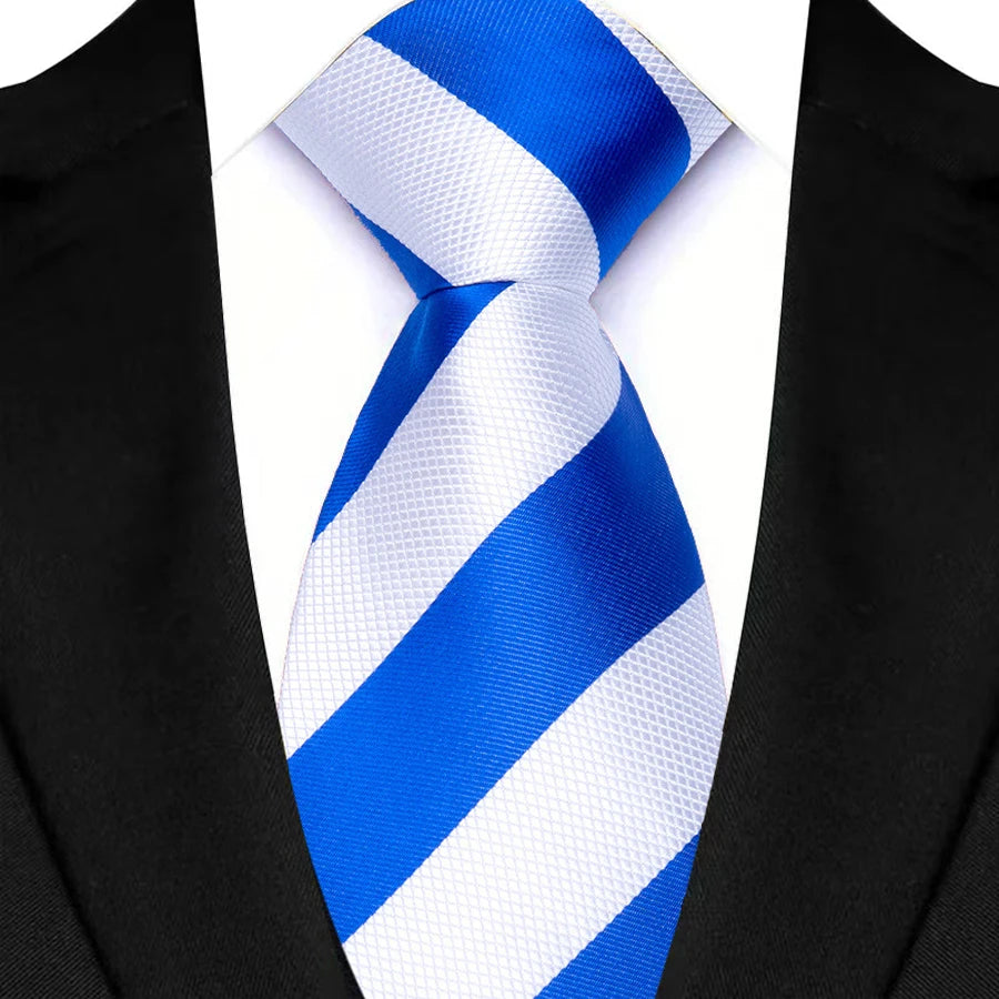 New Men's Tie Classic Stripes 8cm Jacquard Daily Wear Red Blue Green Necktie Cravat Wedding Party Dress Accessories Gift For Man