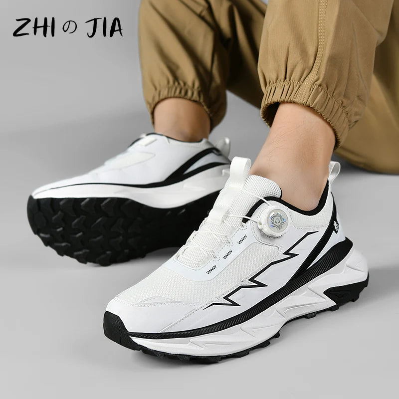 Spring Summer Large Rotating Buckle Mesh Breathable Sneakers Men's Running Shoes Fashion Casual Shoes 39-48