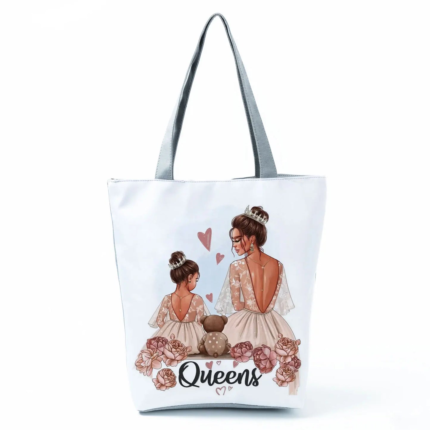 Golden Afro Woman Printed Handbags Pretty Fashion Shoulder Bag Eco Portable Shopping Bag High Capacity Beach Bag Practical Tote