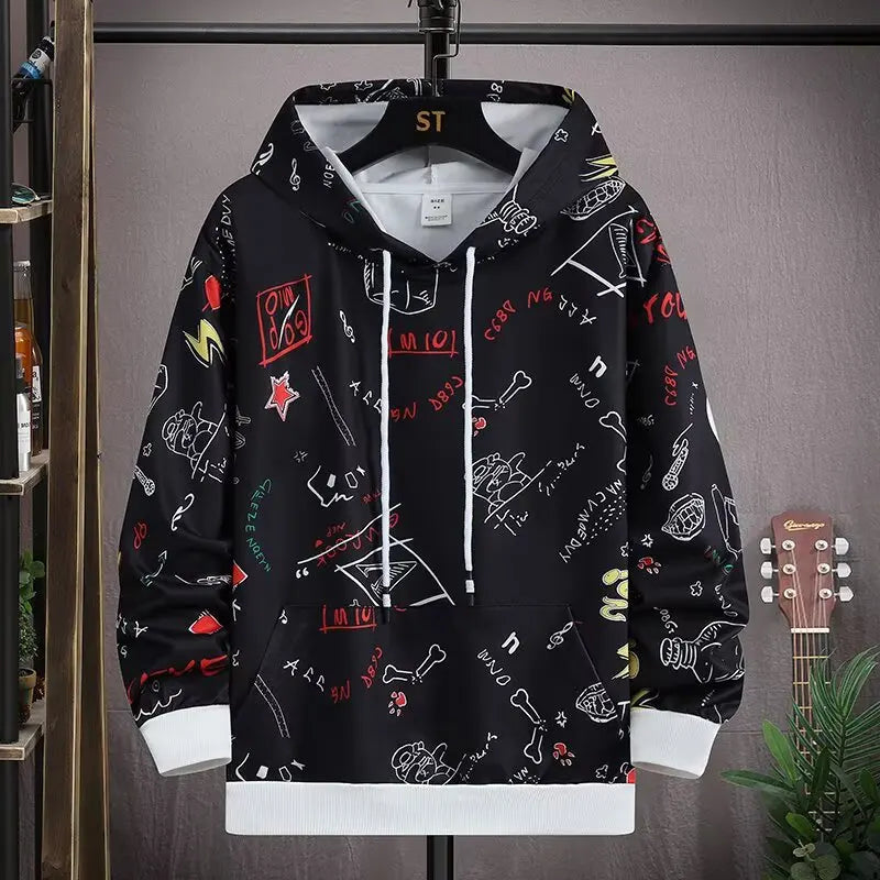 Spring New Arrival Men's Pullover Hoodie Korean Style High Street Harajuku Hooded Sweatshirt  Loose Fit Fashion Men's Clothing