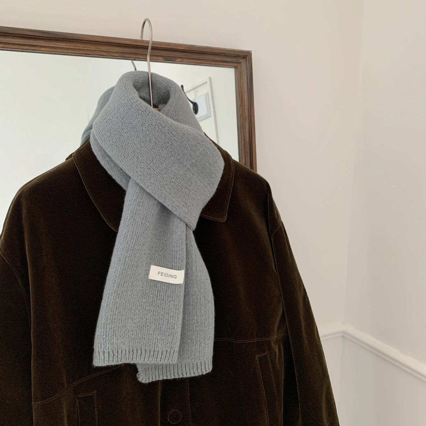 High Quality 100% Wool Scarf Men Women Winter Autumn Solid Color Couple Muffler Simple Warm Versatile Knitted Scarf Male Female