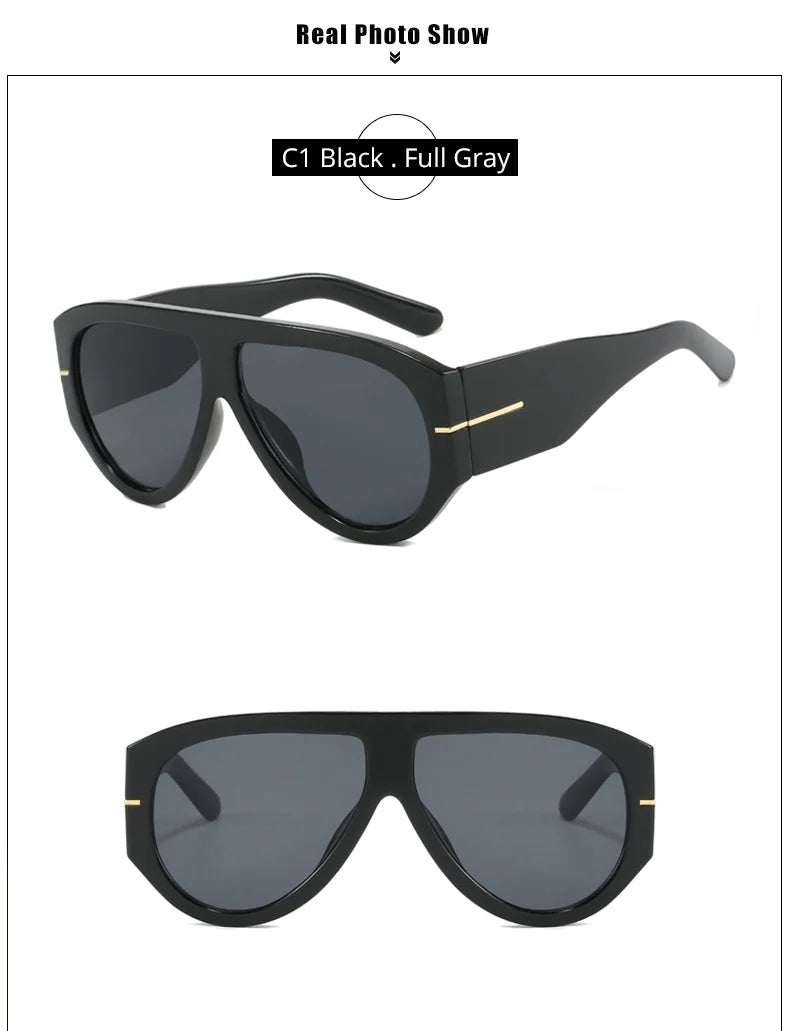 2025 Oversized Pilot Sunglasses for Women Men UV Protection Stylish Eyewear Thick Frame Unique Luxury Designer Sun Glasses Shade