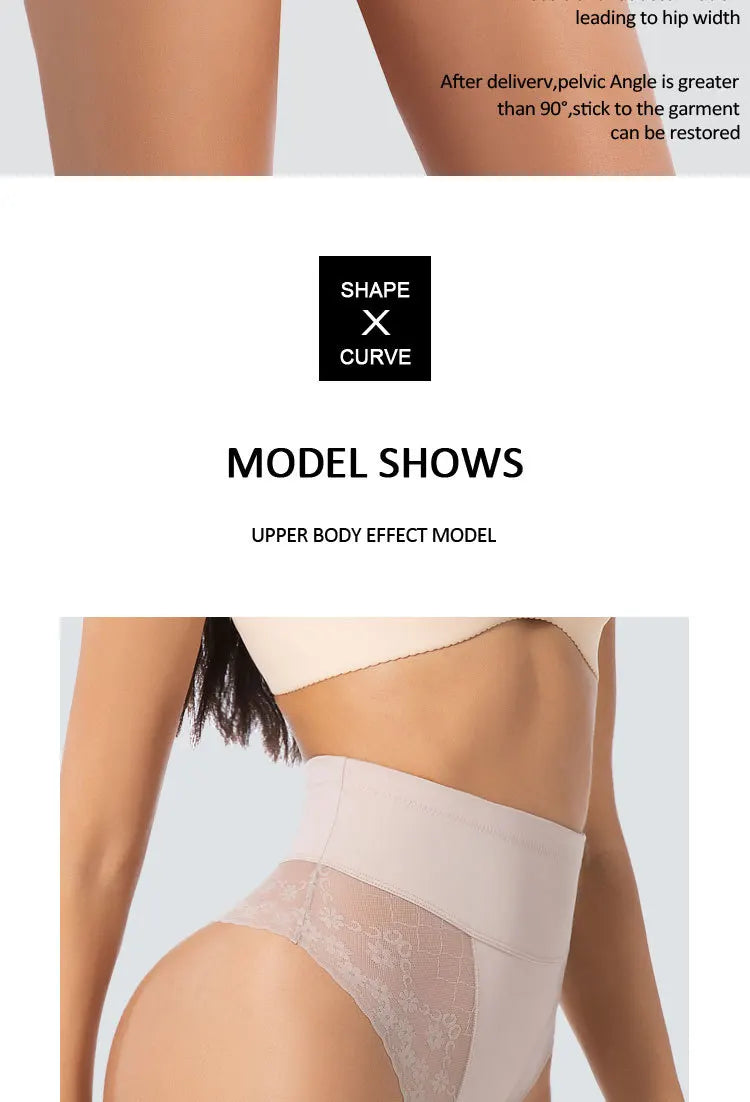 High Waist Tummy Control Women Seamless Panties Sexy Flroal Lace Splicing Thongs Tight Elastic Breathable Soft Lingerie