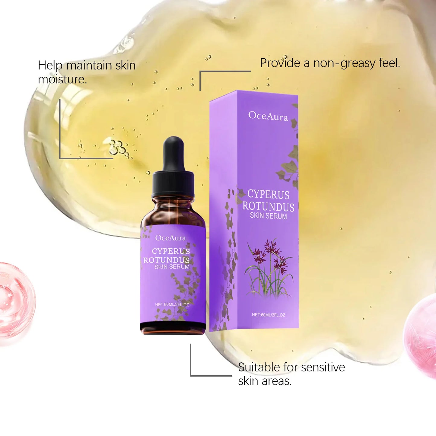 Cyperus Rotundus Skin Serum Natural Hair Removal Oil Women Body Hair Removal Liquid Hair Growth Inhibitor Non-Irritating Safe