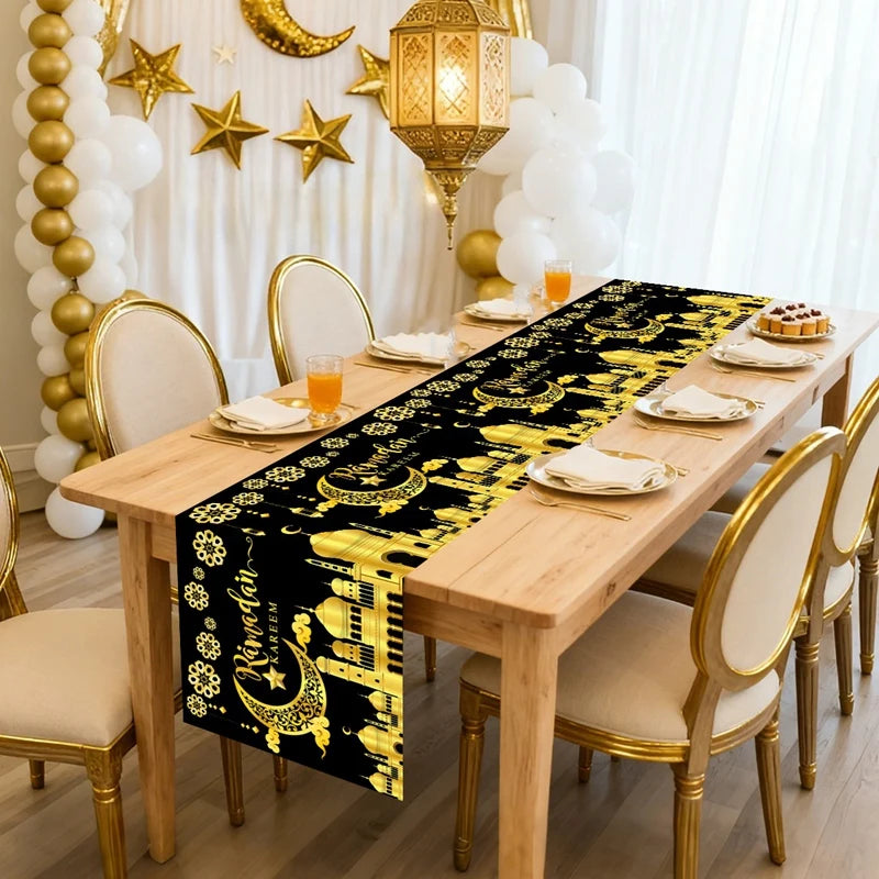 Ramadan Decor Table Runner EID Mubarak Decoration 2026 For Home Tablecloth Ramadan Kareem Islamic Muslim Party Eid Al Adha Gifts