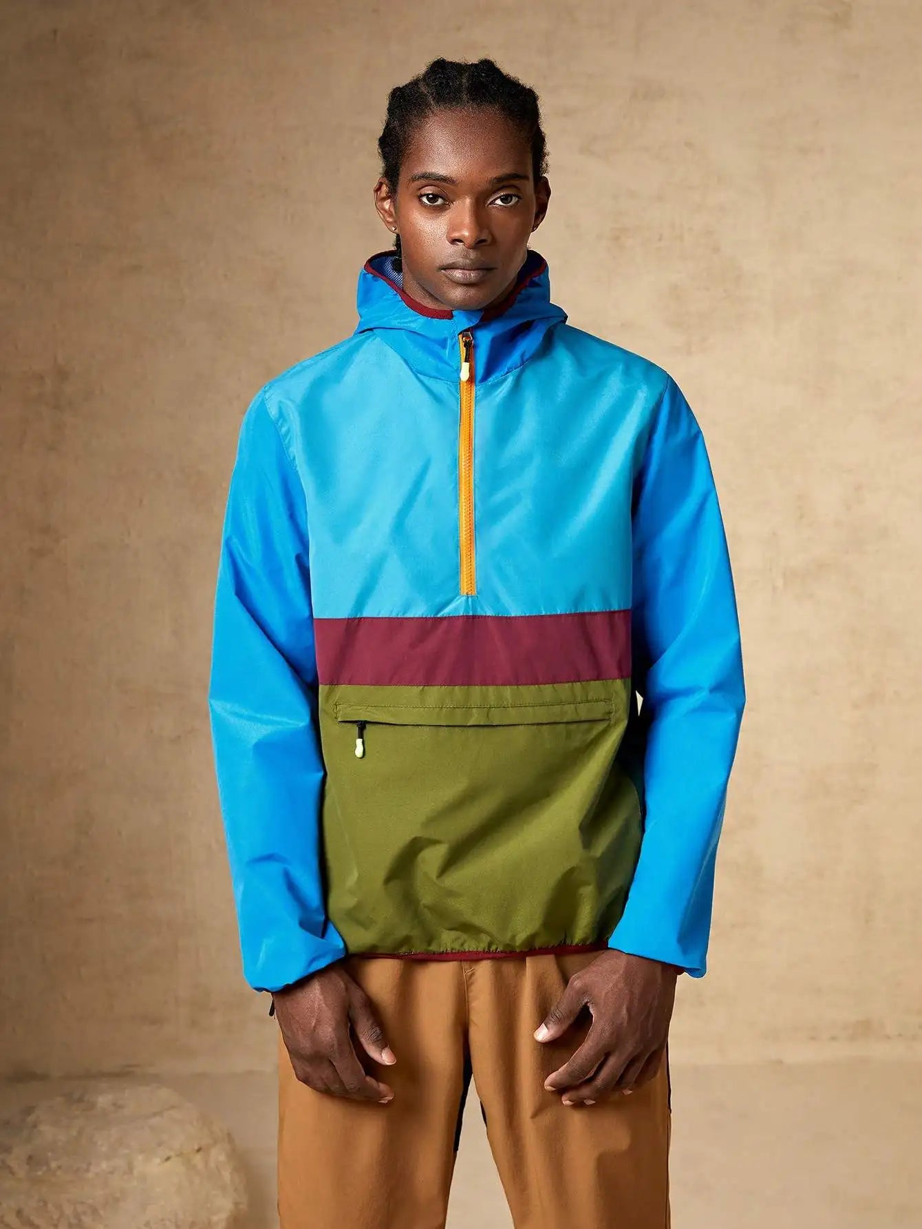 American Casual Loose Men's Jacket Thin Climbing Windproof Waterproof Outdoor Leisure Fashion Zipper Decoration Long Sleeve