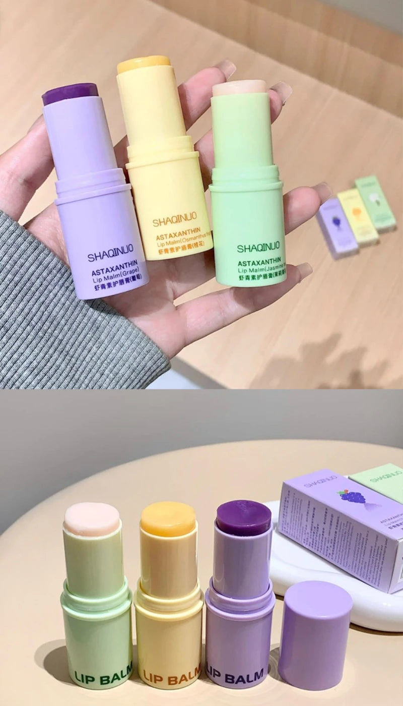 SHAQINUO Astaxanthin Lip Balm - Deep Moisturizing, Reduces Lip Lines, Fruity Fragrance, Say Goodbye to Chapped Lips
