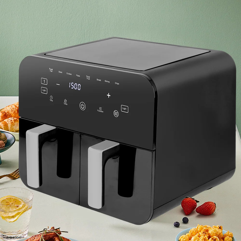 2400W air fryer Dual zone heating（4.5L+4.5L）Electronic Air Fryer LED Touch Screen Control timable Oil-free air fryer