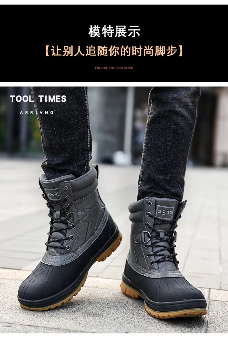 Plus Size 47 Outdoor Men Boots Winter Snow Boots for Men Training Work Boots Waterproof Slip-Resistant Keep Warm Winter Shoes