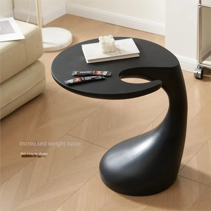 Realife Light Luxury High-end Creative Bedside Table Shelf Sofa Edge Table Living Room Mobile Black Minimalist Coffee Table 2025