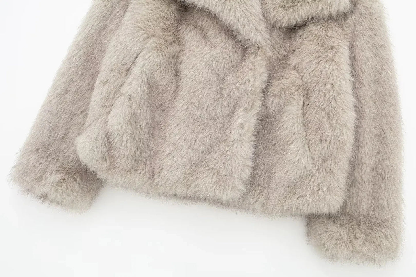 HH Women Fashion Faux Fur Jacket Vintage Turn-Down Collar Long Sleeve Coat Autumn Winter Woman Elegant Streetwear