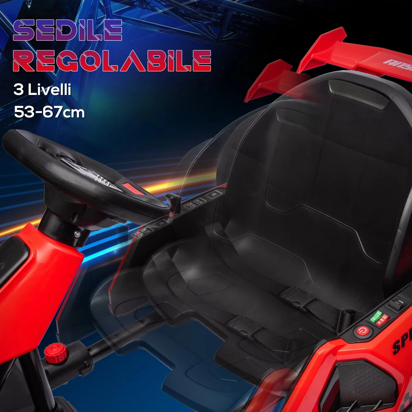 Electric Go Kart for Kids 6-12 Years 24V 12km/h with Adjustable Seat, Red