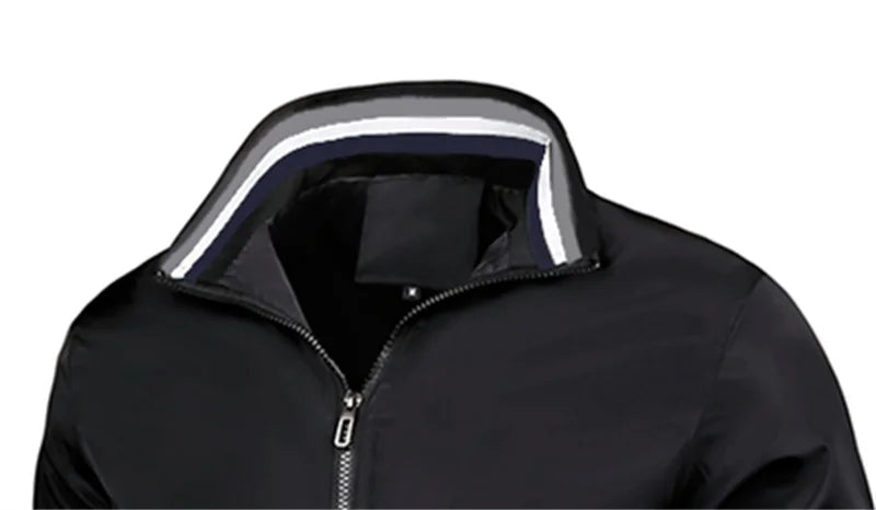 Men's casual sports spring and fall zipper baseball side seam pocket casual jackets without hooded daily