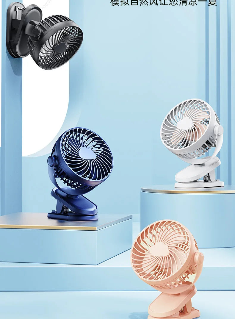 2024 Clip Fan Mini Fan Silent Portable Dormitory USB Dual Electric Long Life Desktop Fan Cooling Appliances Adjustable