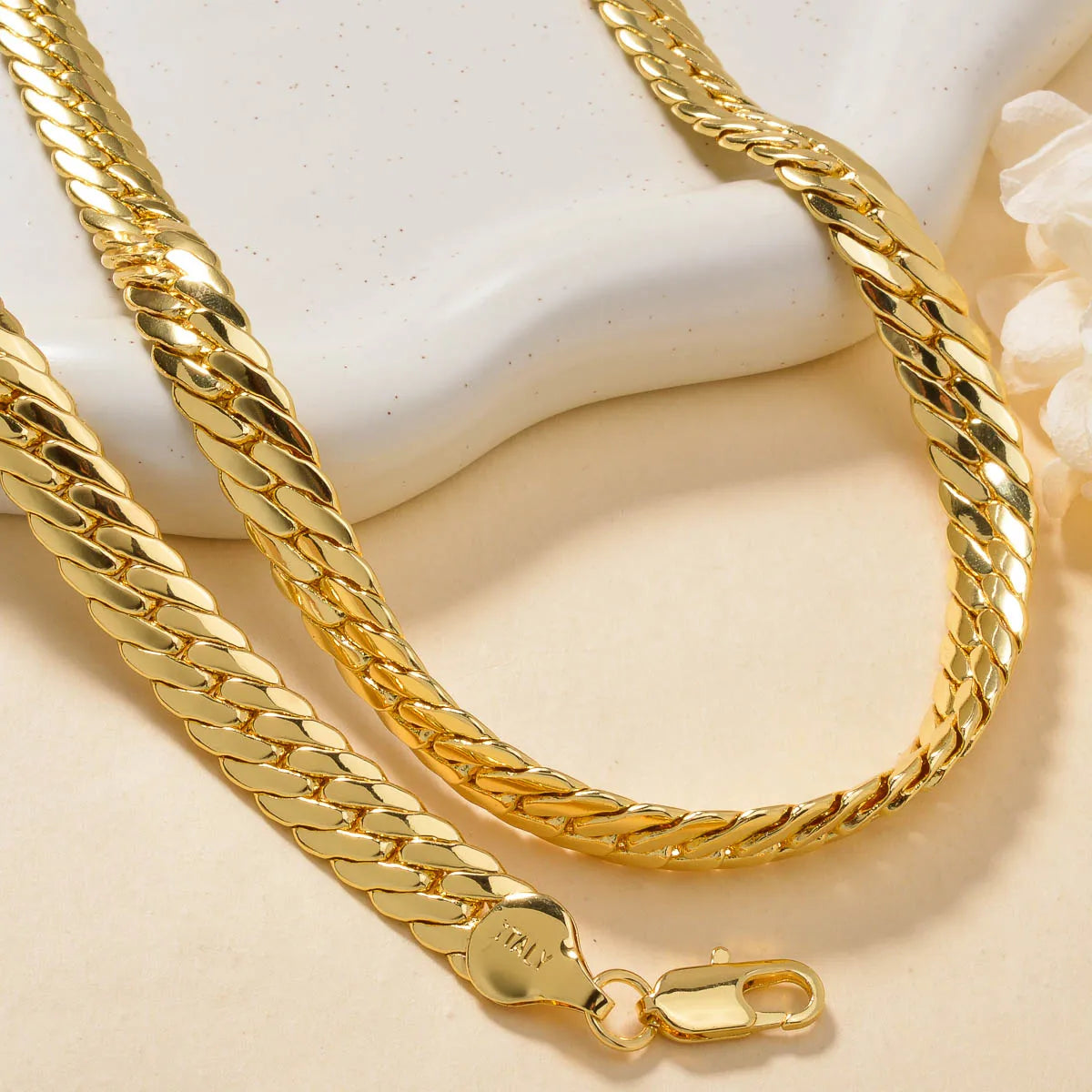 Sunny Italy 750 Copper Alloy Men's and Women's Necklace, High Temperature Resistant, Suitable for Street Hip Hop Jewelry Gifts