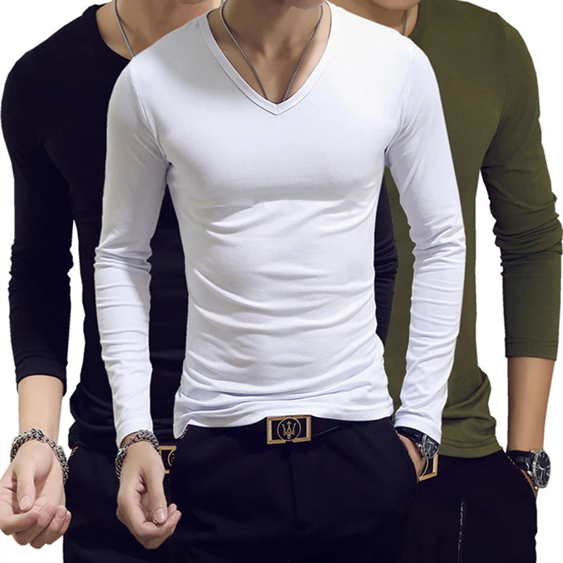 Spring Autumn Period Long Sleeve Cultivate One's Morality Men's T-shirt O-neck Solid Polyester T Shirt Men Red Blue Black