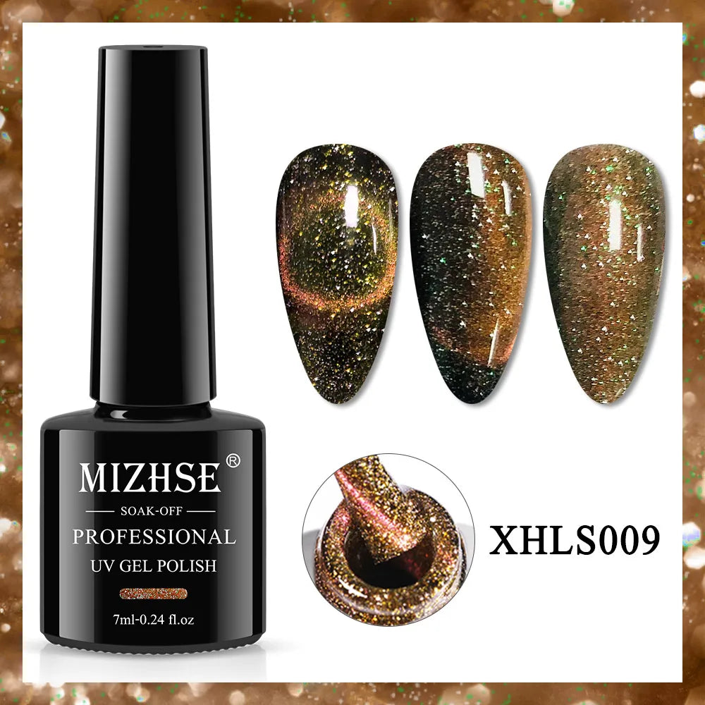 MIZHSE 7ML Reflective Top Coat Gel Nail Polish Shiny Glitter Vernis Semi Permanent Varnish Nail Gel Polish for Manicure Nail Art