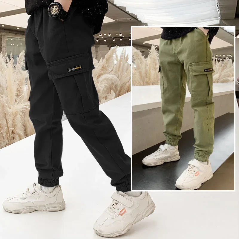 4-12 Years New Spring Autumn Boys Pants Letter Casual Long Style Trousers For Kids 3 Color Teenage Children Sport Pants
